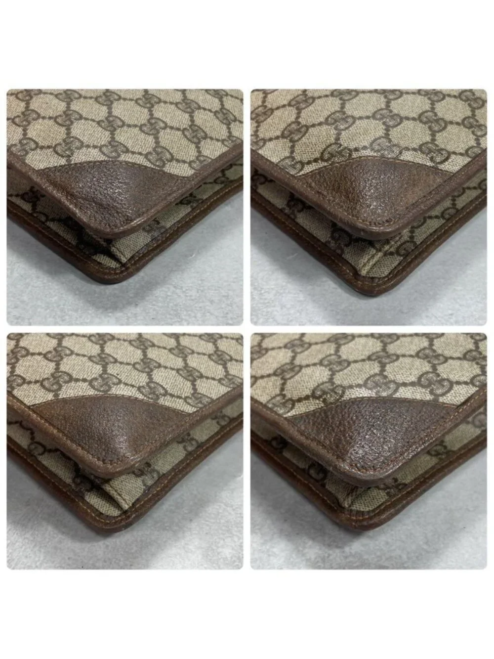 Gucci GG Clutch Brown Leather Logo Gold